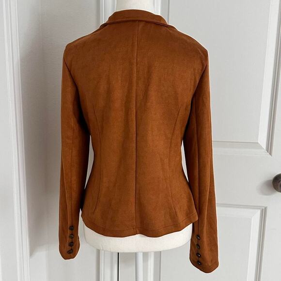 Chicme Vintage Button Detailed Suede Brown Jacket Perfect Fall Staples Size M - Picture 2 of 6
